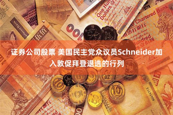 证券公司股票 美国民主党众议员Schneider加入敦促拜登退选的行列